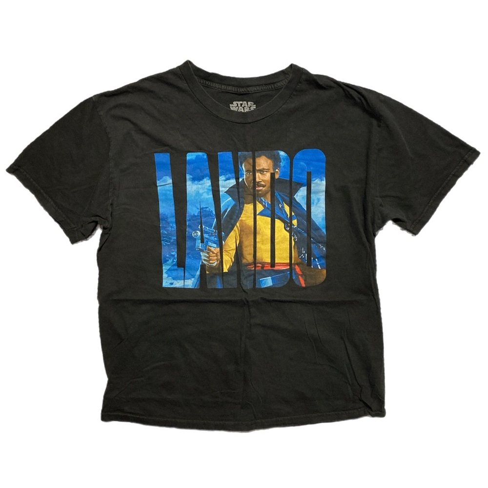 Star Wars Size Large spellout LANDO short sleeve tee black, great cond 0146